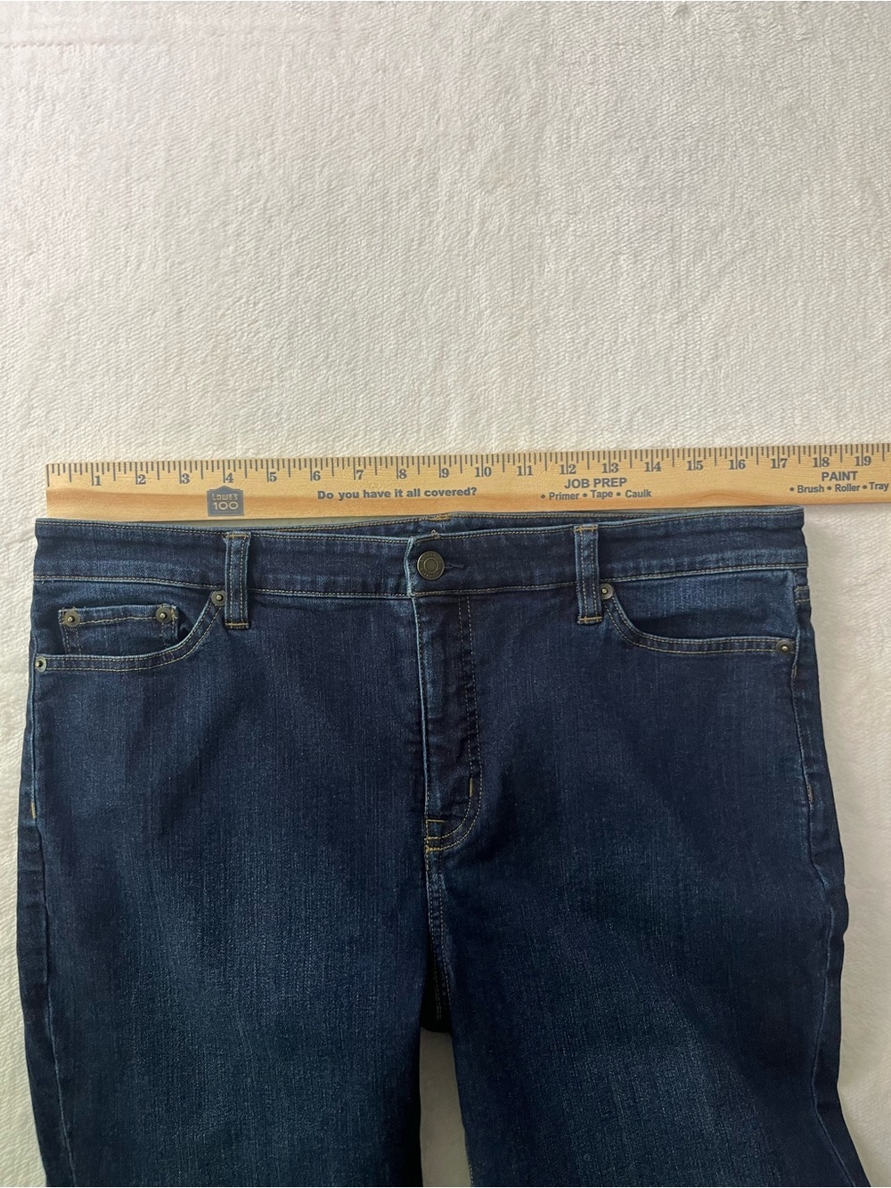 LRL Classic Straight Ankle Jeans Women's Size 12 Dark Wash Embroidered Hem Denim - Picture 6 of 11